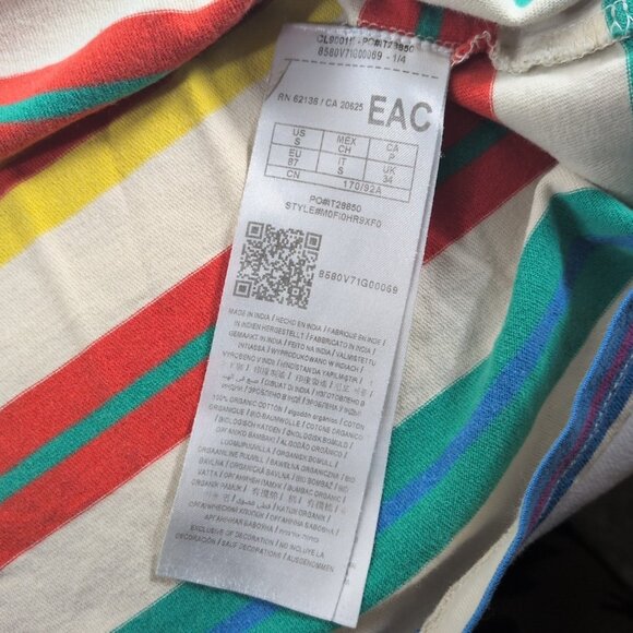 GUESS 90s Striped Embroidered Shirt Men S Small White Multi Short Sleeve Retro - Picture 9 of 11